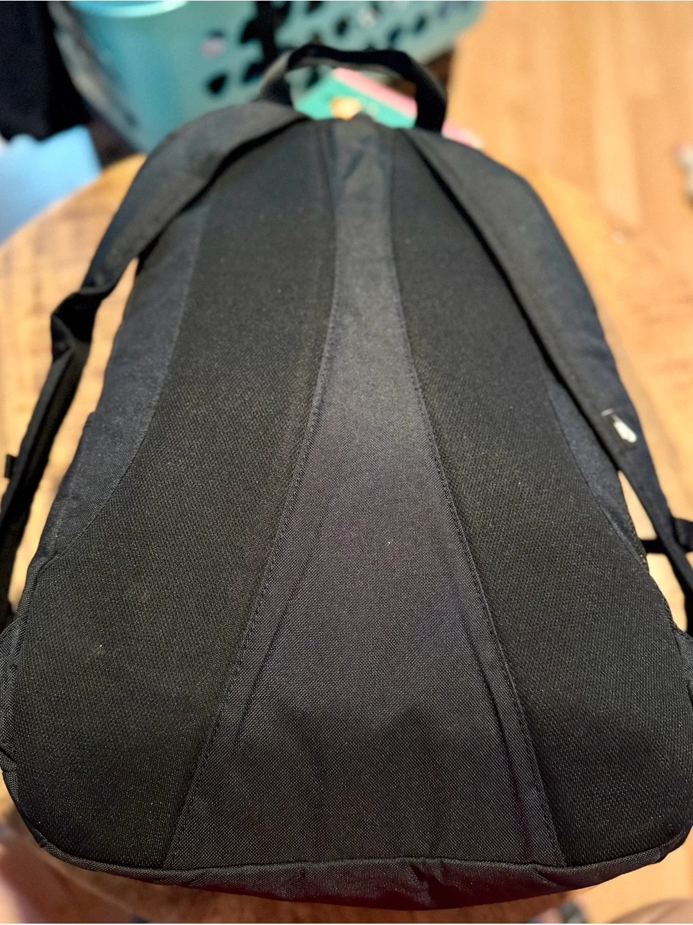 Nike Black Backpack with White Swoosh Graphic and Elastic Bungee